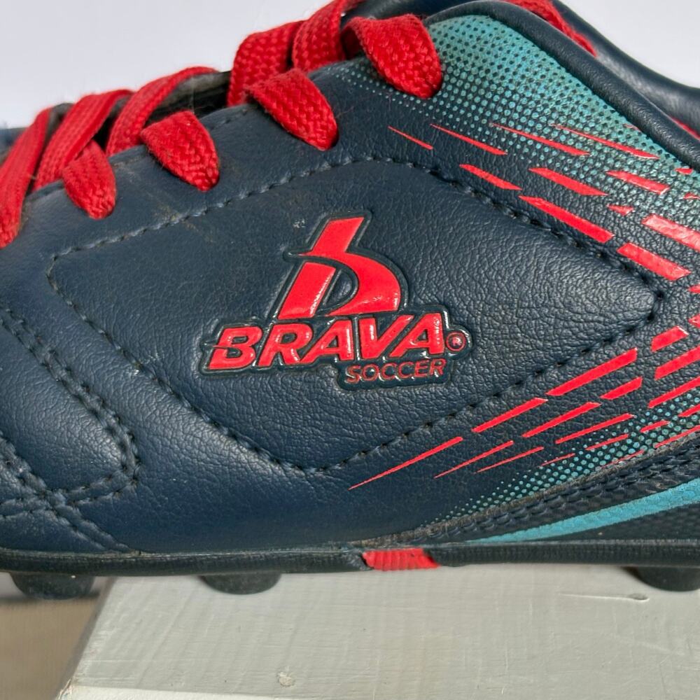 Brava Soccer Boys Size 1D Navy Blue Red Molded Cleats Youth Football Outdoor - Picture 4 of 7